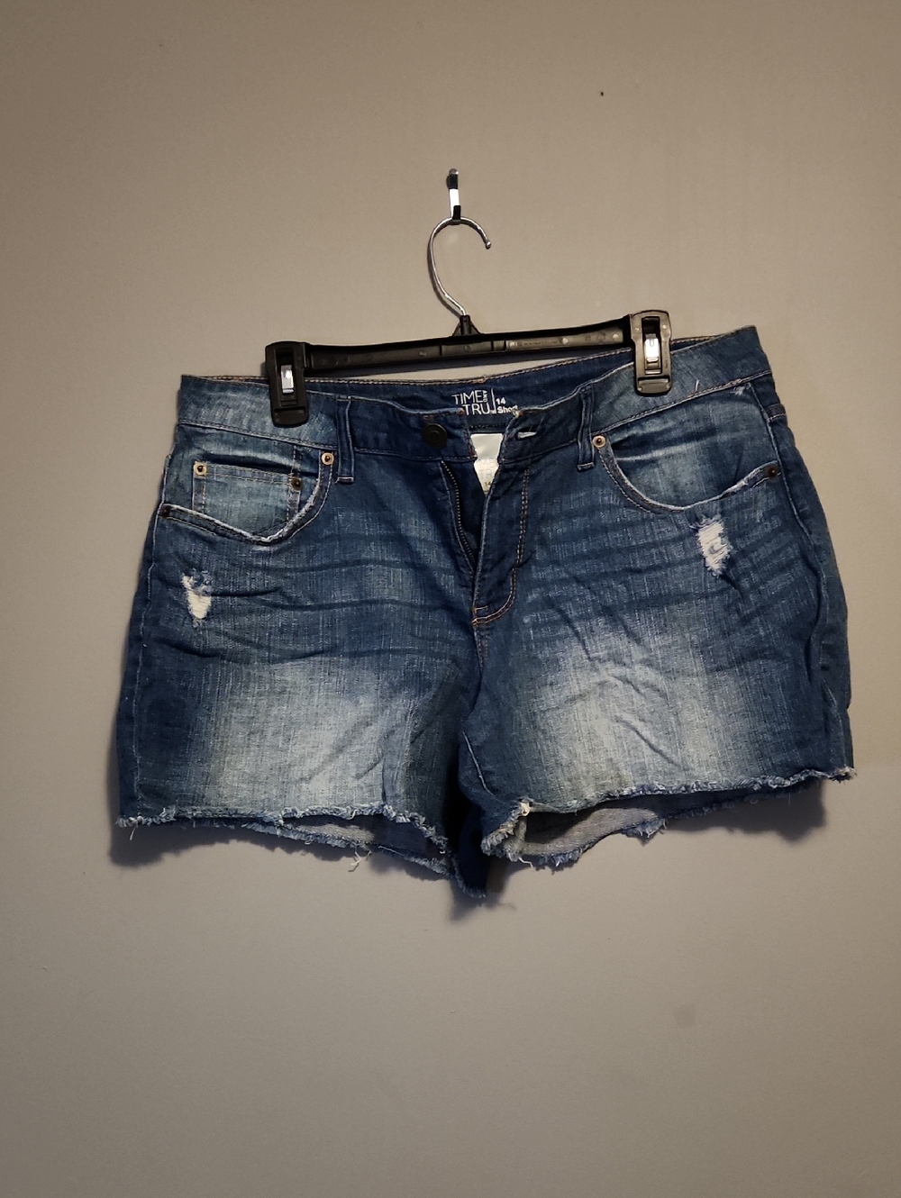 Time and Tru Light Blue Distressed Denim Cutoff Shorts